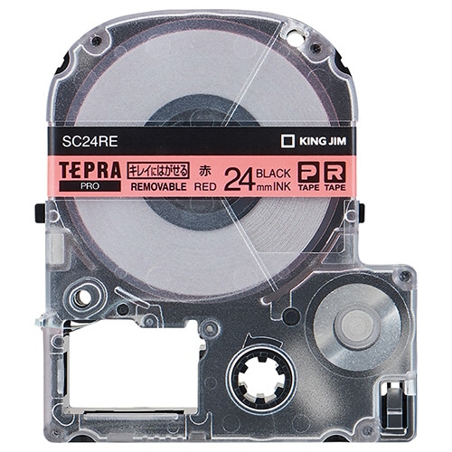 キングジム テプラ PRO テープカートリッジ キレイにはがせるラベル 24mm 赤/黒文字 SC24RE 1個