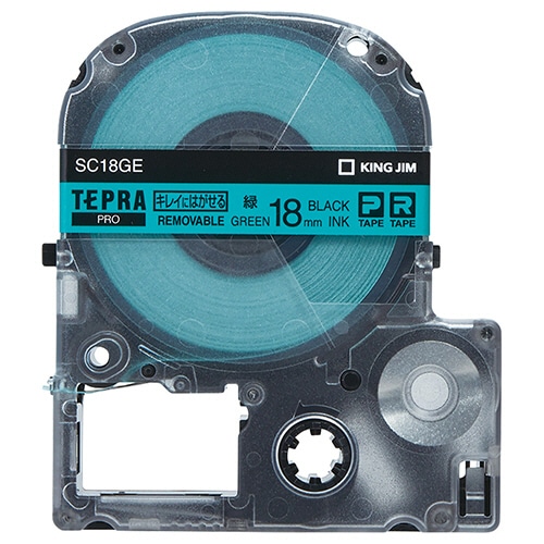 キングジム テプラ PRO テープカートリッジ キレイにはがせるラベル 18mm 緑/黒文字 SC18GE 1個