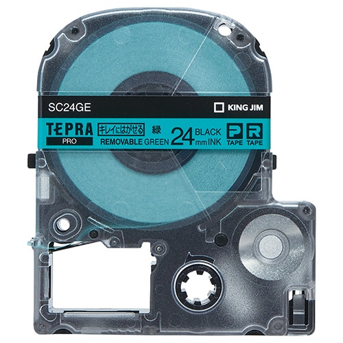 キングジム テプラ PRO テープカートリッジ キレイにはがせるラベル 24mm 緑/黒文字 SC24GE 1個