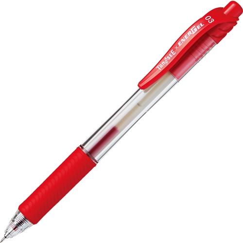 TANOSEE ノック式ゲルインクボールペン ニードルタイプ 0.3mm 赤 1本