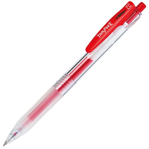 TANOSEE ノック式ゲルインクボールペン(バインダークリップ) 0.5mm 赤 1本