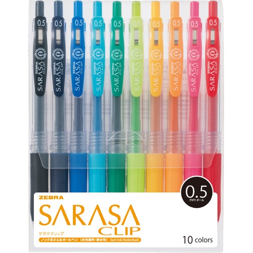 ゼブラ ジェルボールペン サラサクリップ 0.5mm 10色(各色1本) JJ15-10CA 1パック