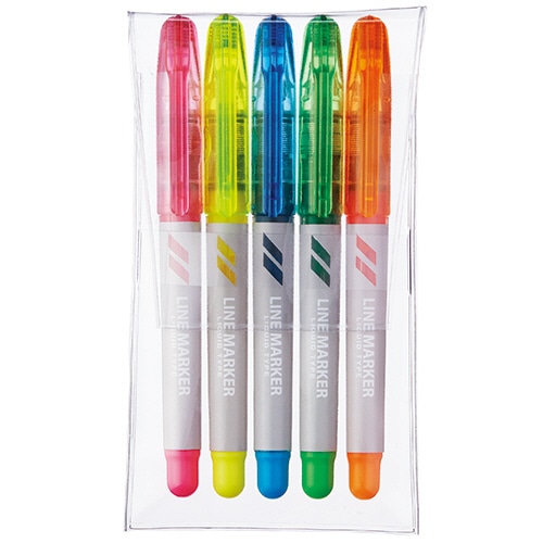 TANOSEE 蛍光マーカー(直液式) シングルタイプ 5色(各色1本) 1パック