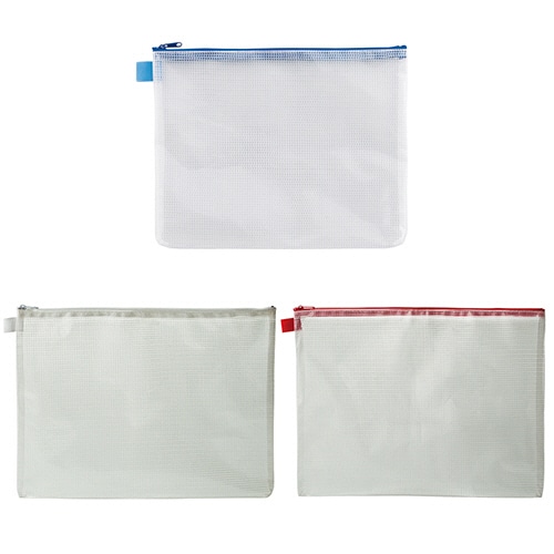 TANOSEE メッシュケース A4 青+白+赤セット 1セット
