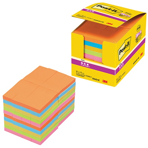 3M ポスト・イット 強粘着ふせん 業務用パック 75×25mm ネオンカラー5色 5004SS-NE 1パック(80冊)