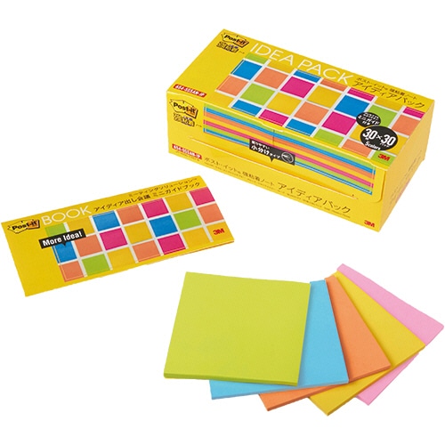 3M ポスト・イット 強粘着ノート アイディアパック 75×75mm 5色 30枚/冊 654-5SSAN-IP 1パック(30冊)