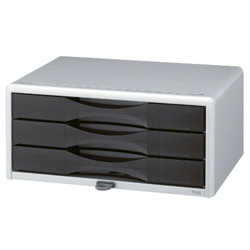 プラス 鍵付きレターケース A4ヨコ 浅3段 シルバー LC-203JK 1台