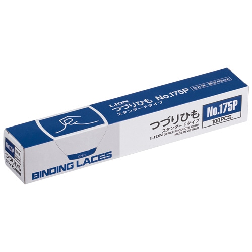 ライオン事務器 つづりひも 450mm セル先 スフ糸16本織 No.175P 1箱(100本)