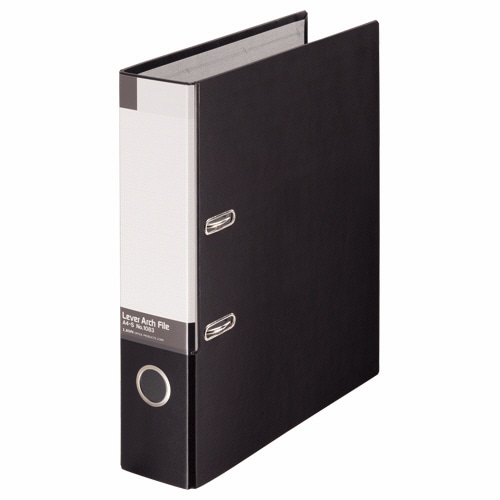ライオン事務器 レバーアーチファイル A4タテ 2穴 470枚収容 背幅74mm 黒 No.1083 1冊