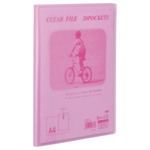 テージー マイホルダー A4タテ 20ポケット 背幅10mm ピンク M-202-12 1冊