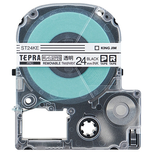 キングジム テプラ PRO テープカートリッジ キレイにはがせるラベル 24mm 透明/黒文字 ST24KE 1個