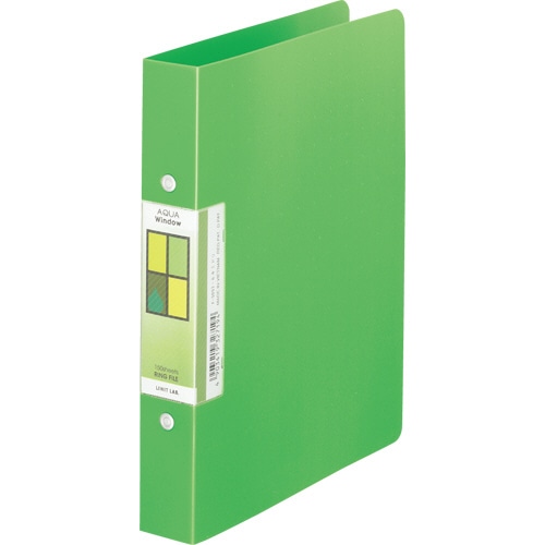 リヒトラブ AQUA Window リングファイル(ツイストリング) A5タテ 2穴 150枚収容 背幅32mm 黄緑 F-5053-6 1冊