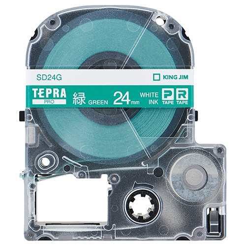 キングジム テプラ PRO テープカートリッジ ビビッド 24mm 緑/白文字 SD24G 1個