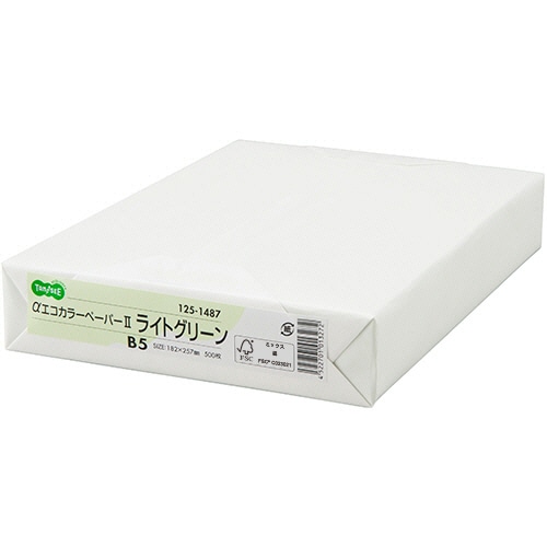 TANOSEE αエコカラーペーパーII B5 ライトグリーン 1冊(500枚)