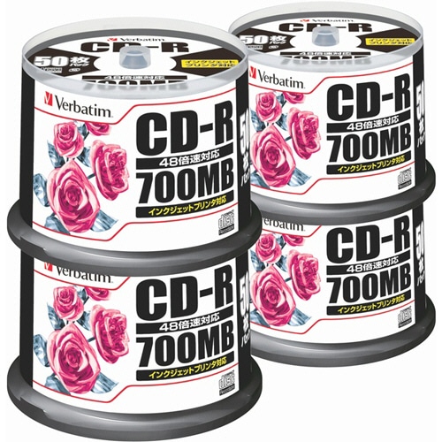 三菱ケミカルメディア データ用CD-R 700MB ホワイトプリンタブル スピンドルケース SR80PP50C 1箱(200枚:50枚×4個)