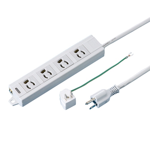 TANOSEE サンワサプライ OAタップ 抜け止め 通電ランプ・マグネット付 3P・4個口 5.0m 1個