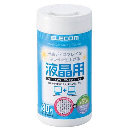エレコム 液晶用ウェットクリーニングティッシュ ボトルタイプ WC-DP80N3 1個(80枚)