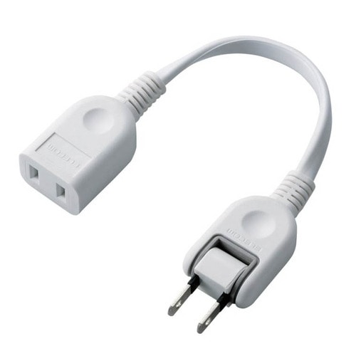エレコム ACアダプタ用電源延長コード 2Pオス-メス 1個口 ホワイト 0.1m T-ADR1WH 1個