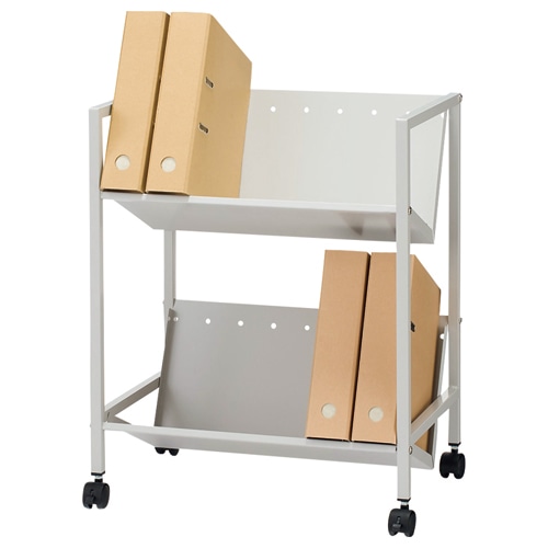 イワサキ ファイルワゴン(2段傾斜タイプ) 幅565×奥行370×高さ675mm ライトグレー THT-KN50LG 1台