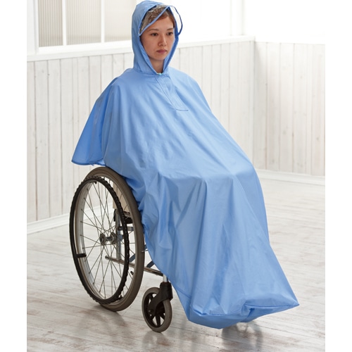 日本エンゼル　車いす用レインコート　ケアーレイン　ブルー　１枚