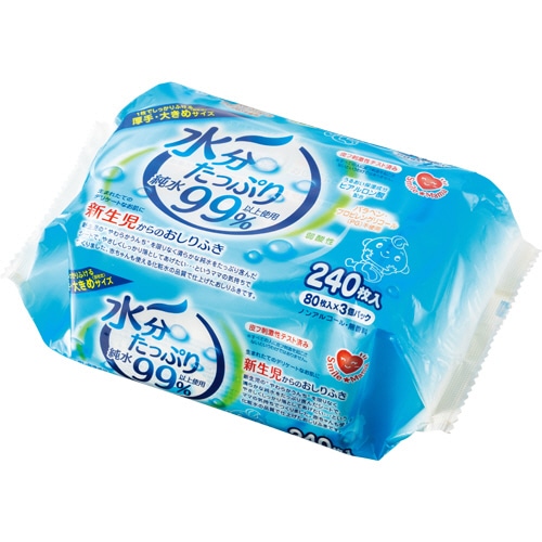 ティー・エイチ・ティー スマイルママ 水分たっぷり純水99%おしりふき 1パック(240枚:80枚×3個)