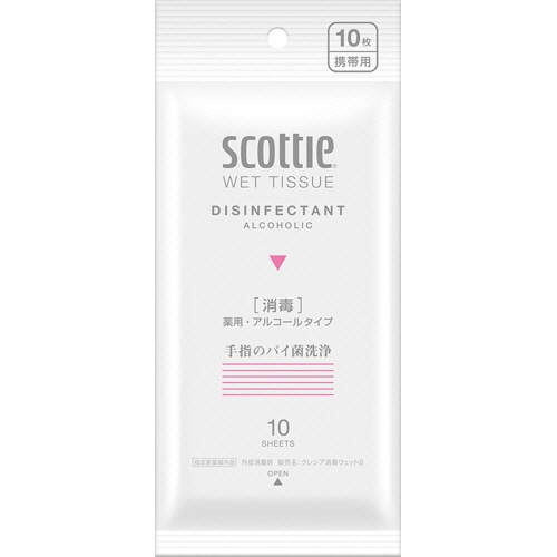 日本製紙クレシア スコッティ ウェットティシュー 消毒 1パック(10枚)