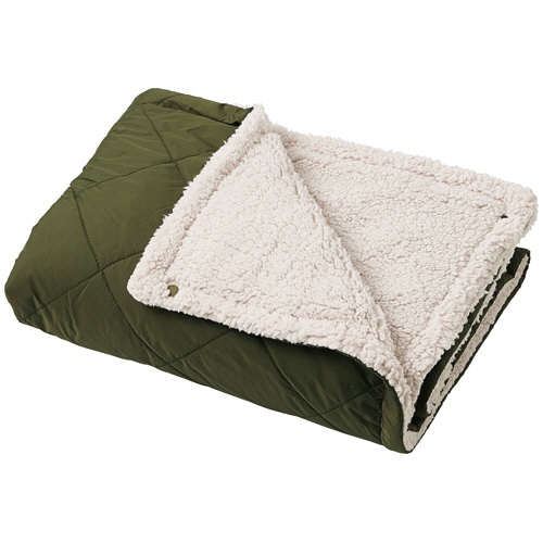 ｉｉもの本舗　ｈｏｋｏｔｔｏ　極厚裏ボア　４ＷＡＹブランケット　カーキ×アイボリー　１枚