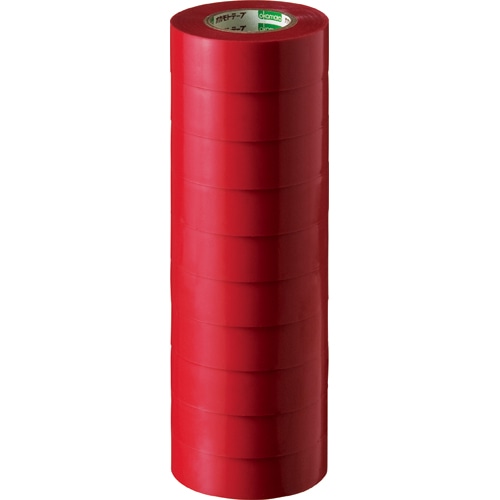 オカモト ビニールテープ No.470 19mm×10m 赤 No.470-19x10 アカ 1パック(10巻)