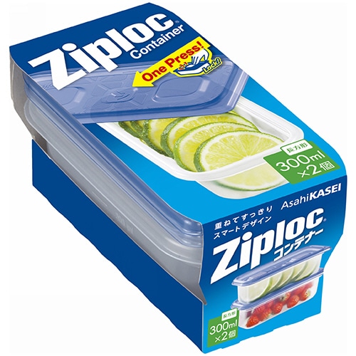 旭化成ホームプロダクツ ジップロック コンテナー 長方形 300mL 1パック(2個)