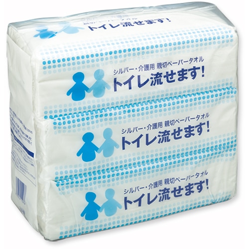 マスコー製紙 シルバー・介護用ペーパタオル トイレ流せます! 200枚(100組) 1パック(3個)