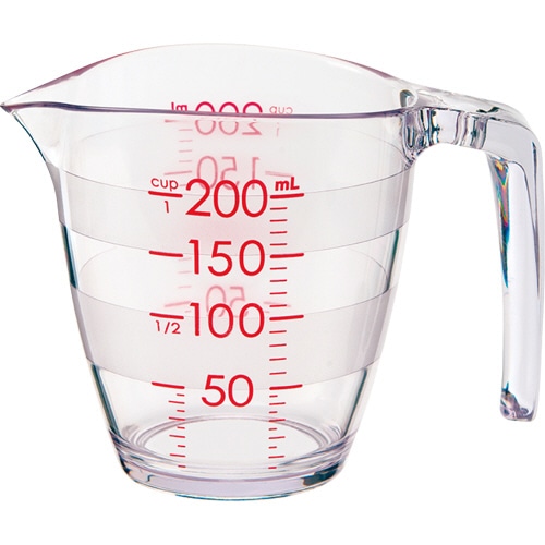 マーナ 目盛りが見やすい計量カップ 200ml クリア K649CL 1個