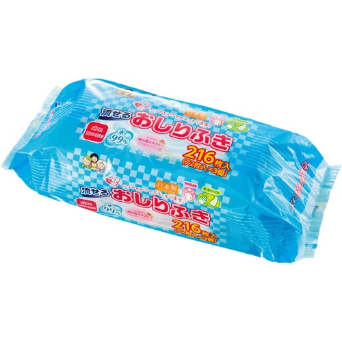 昭和紙工 流せる おしりふき 1パック(216枚:72枚×3個)