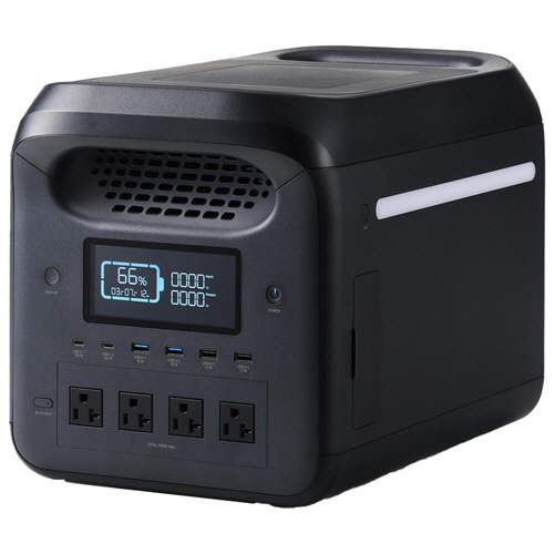 エレコム ポータブル電源 1200P 1229Wh AC出力1500W ブラック DE-PS1200PBK 1台
