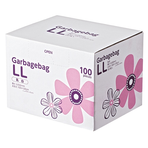 TANOSEE 丸底耳付ゴミ袋 乳白半透明 LL BOXタイプ 1箱(100枚)