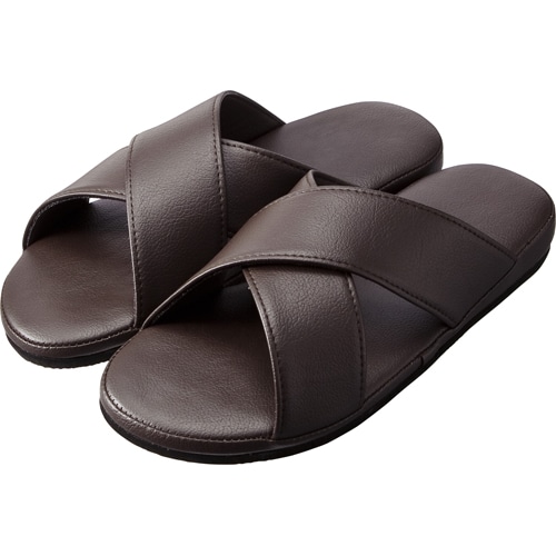 TANOSEE クロスバンドスリッパ ブラウン 1足