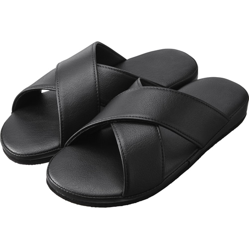 TANOSEE クロスバンドスリッパ ブラック 1足