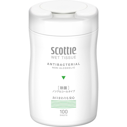 日本製紙クレシア スコッティ ウェットティシュー 除菌 ノンアルコールタイプ ボトルタイプ 本体 1本(100枚)