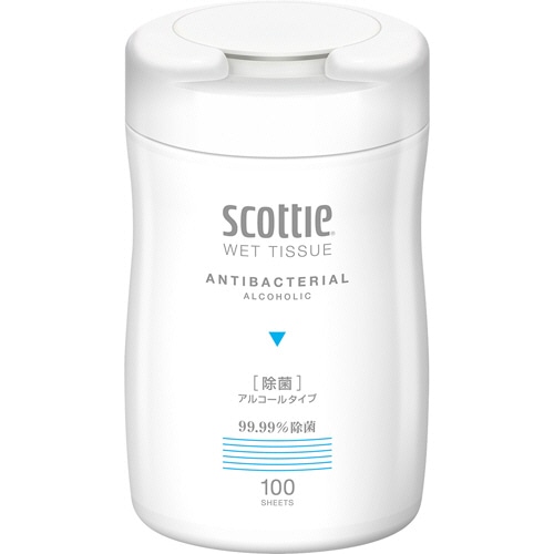 日本製紙クレシア スコッティ ウェットティシュー 除菌 アルコールタイプ 本体 1個(100枚)