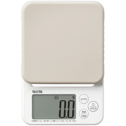 タニタ　デジタルクッキングスケール　２ｋｇ　グレー　ＫＪ－２２２－ＧＹ　１台