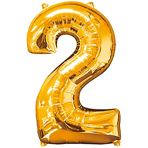 タカラテック　レターバルーン　数字　「２」　ゴールド　０２０３６７０１０２　１個
