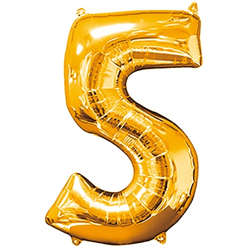 タカラテック　レターバルーン　数字　「５」　ゴールド　０２０３６７０１０５　１個