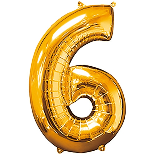 タカラテック　レターバルーン　数字　「６」　ゴールド　０２０３６７０１０６　１個