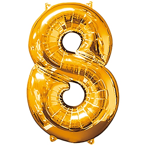 タカラテック　レターバルーン　数字　「８」　ゴールド　０２０３６７０１０８　１個