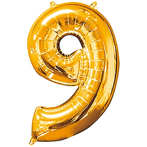タカラテック　レターバルーン　数字　「９」　ゴールド　０２０３６７０１０９　１個