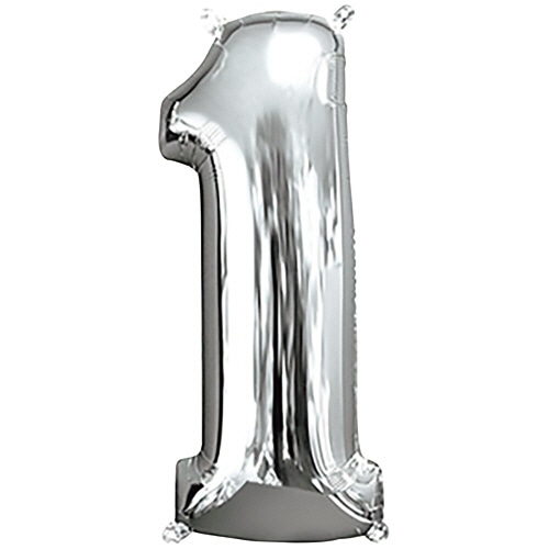 タカラテック　レターバルーン　数字　「１」　シルバー　０２０３６７０２３１　１個