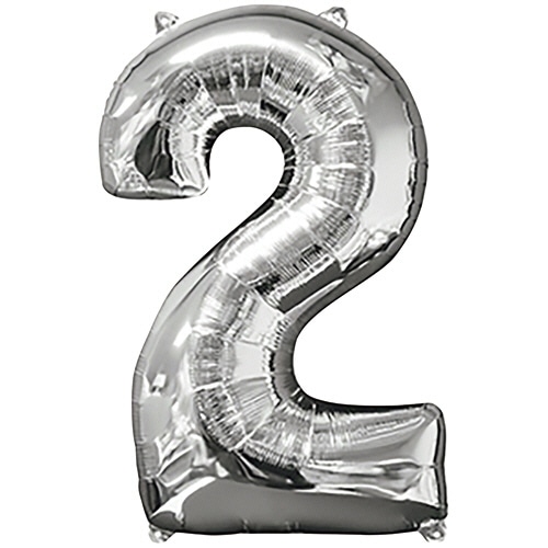 タカラテック　レターバルーン　数字　「２」　シルバー　０２０３６７０２３２　１個