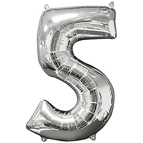 タカラテック　レターバルーン　数字　「５」　シルバー　０２０３６７０２３５　１個