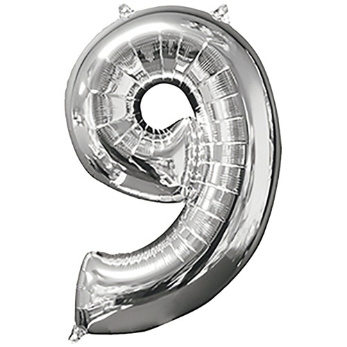 タカラテック　レターバルーン　数字　「９」　シルバー　０２０３６７０２３９　１個