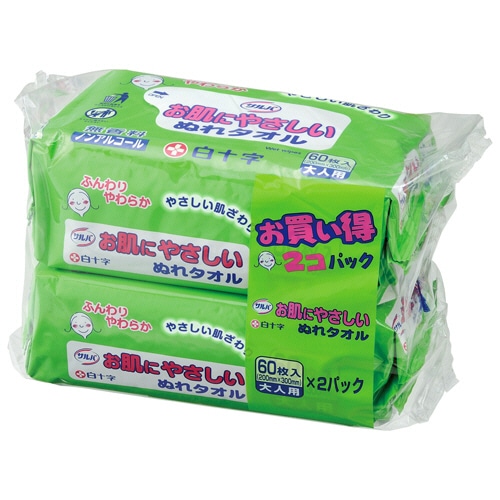 白十字　サルバ　お肌にやさしいぬれタオル　１パック（１２０枚：６０枚×２個）