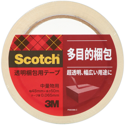 ３Ｍ　スコッチ　透明梱包用テープ　中・軽量物用　４８ｍｍ×５０ｍ　厚み約０．０６５ｍｍ　３１３－１ＰＮ　１巻